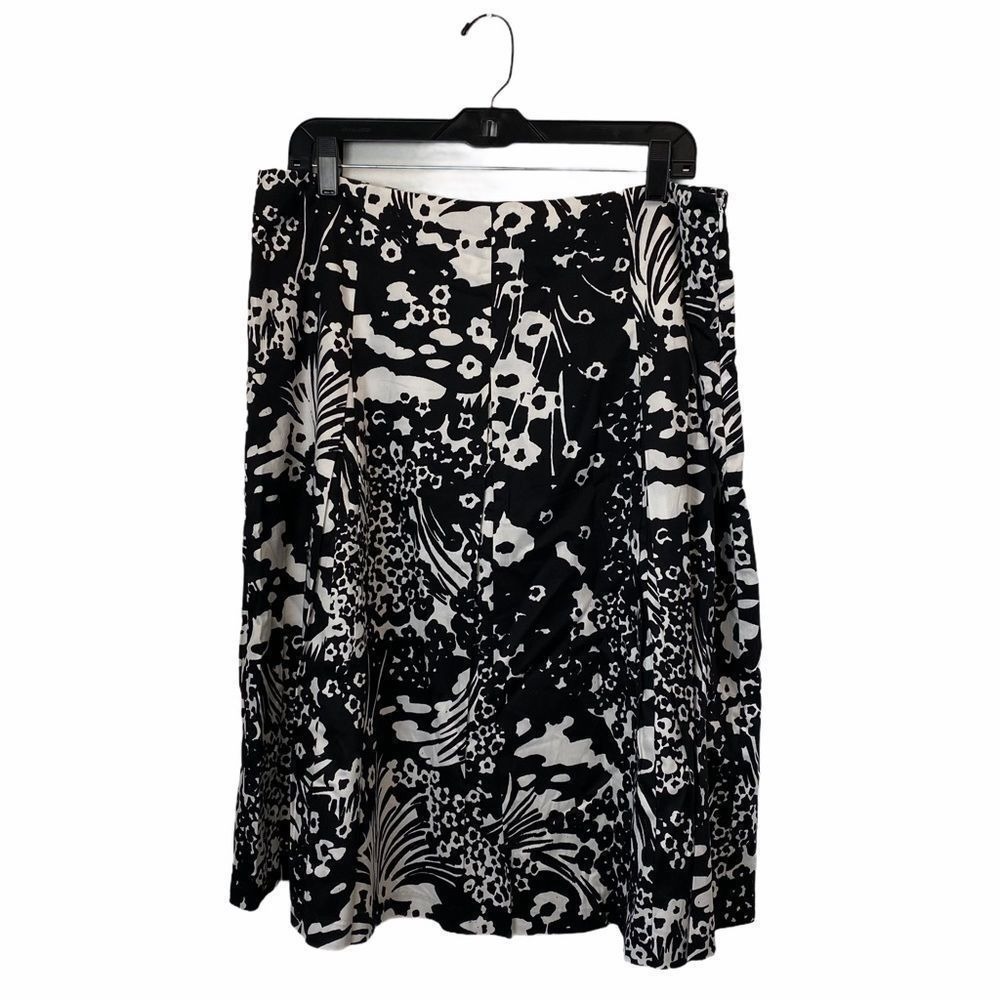 Talbots Plus Size 14 Black White Pleated Skirt Academia School Formal Church